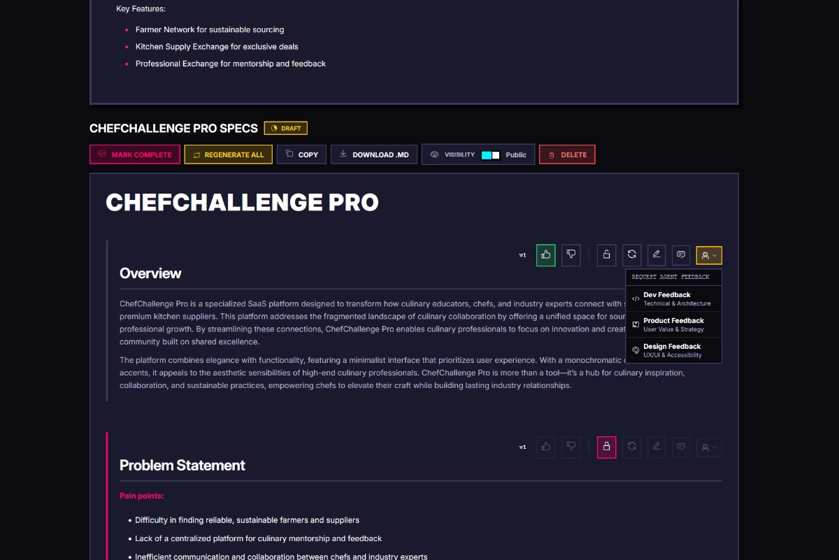 Vibe This - Spec Arbeit und Agent Feedback