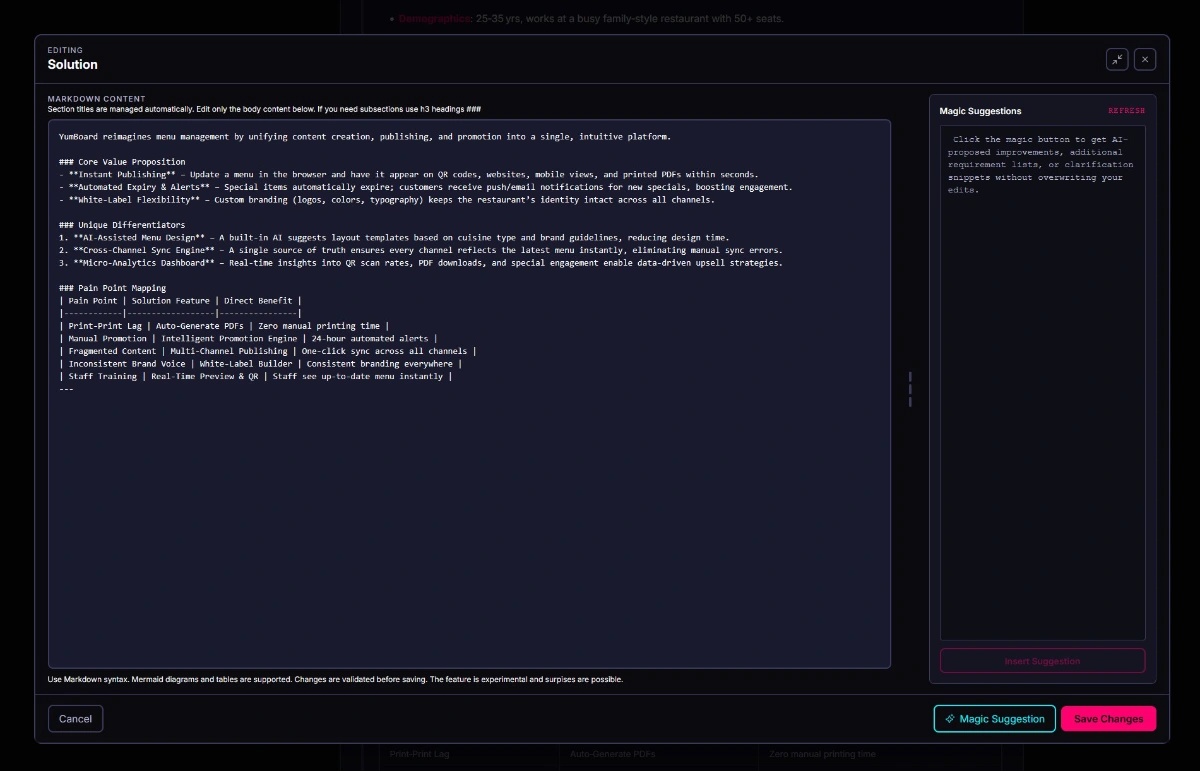 Vibe This - Anforderungen editieren
