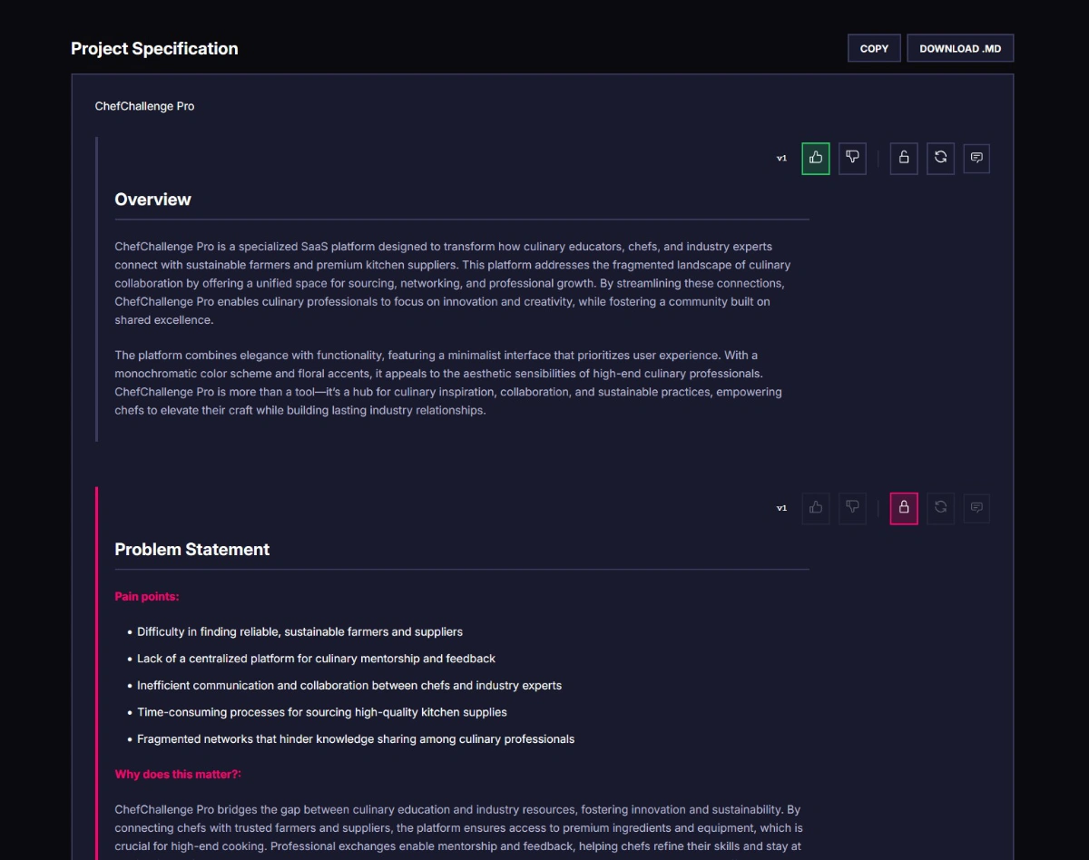 Vibe This - Projektspezifikation bearbeiten